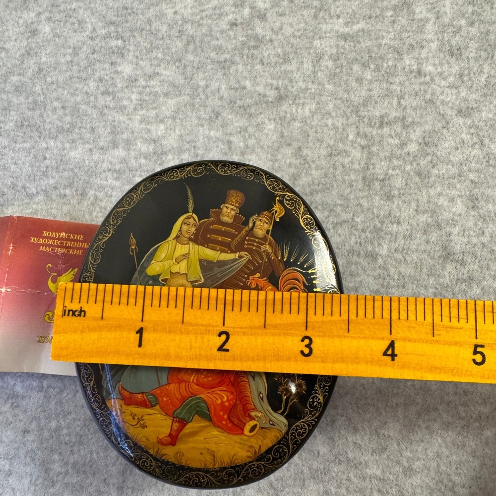 Russian Vintage Lacquer Kholuy Box Hand Painted Fairy Tale Signed - Picture 7 of 7